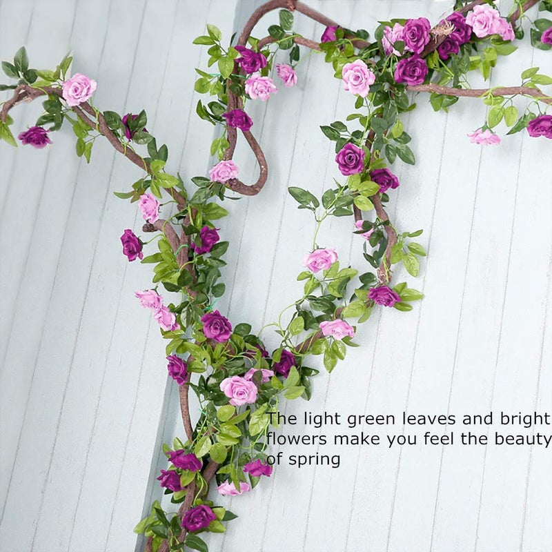 JUSTOYOU 2 Pack (15.8FT) Fake Rose Garland, Artificial Rose Vines Flowers Hanging Silk Rose Vine Wedding Home Backdrop Party Arch Arrangement Decoration - Image 3